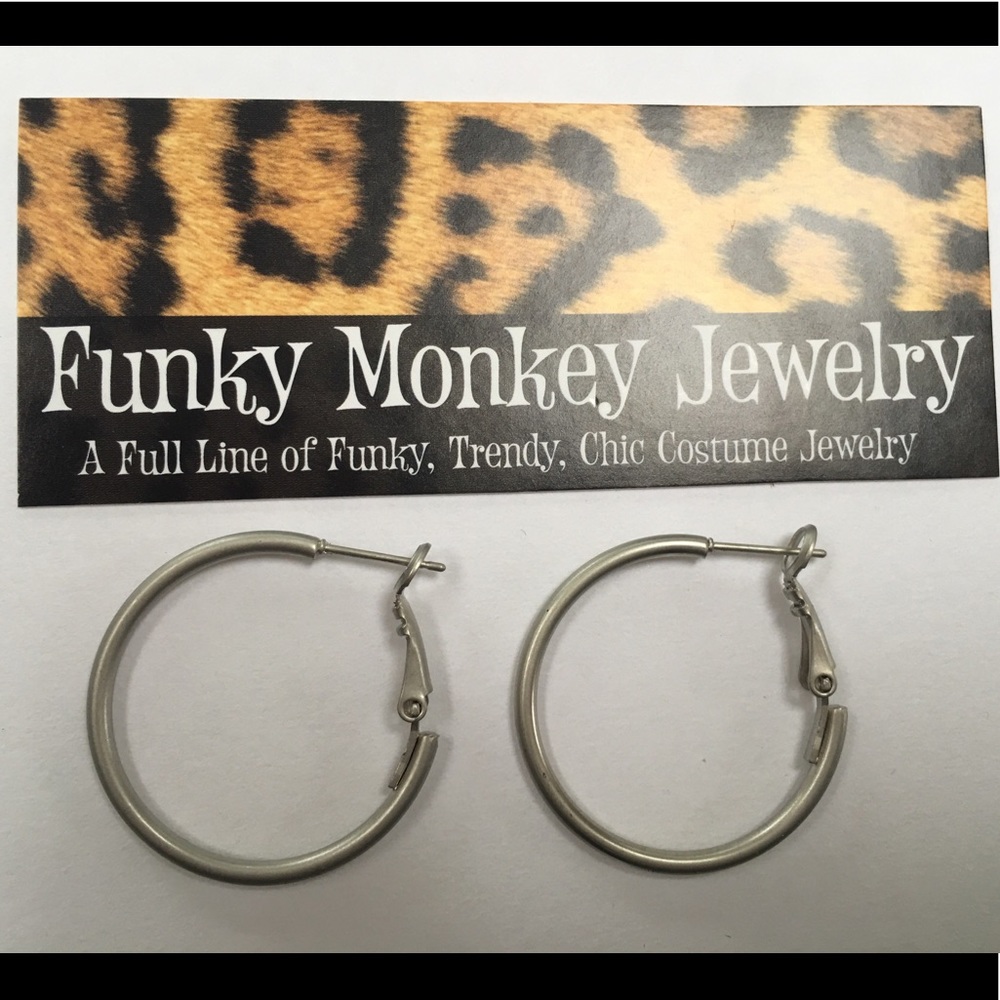 Matte Silver Color Hoop Earrings